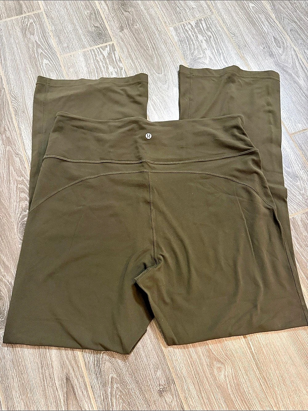 lululemon Groove High Rise Olive Flare boot cut Leggings Size 18